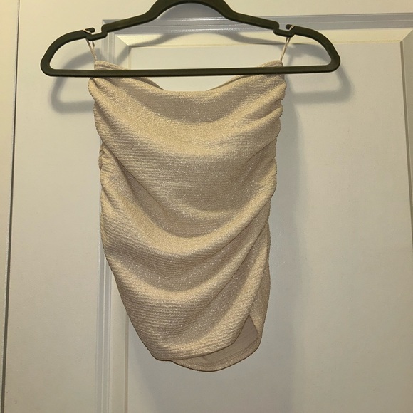 Express Metallic Tie Front Tube Top- Size Small - Picture 3 of 3